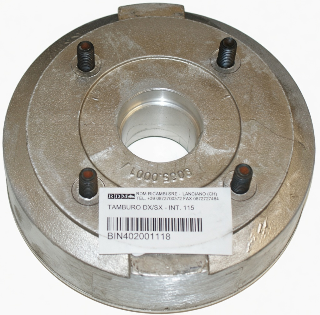 LEFT/RIGHT BRAKE DRUM - INT. 115 - ALL VERSIONS - SOME CASALINI - 8029.1101 - 6AP030A - BF837 - 904009 aftermarket