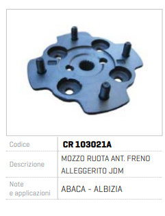 HUB ANTERIOR FRANA ALLEGGERITO JDM CR 103021A