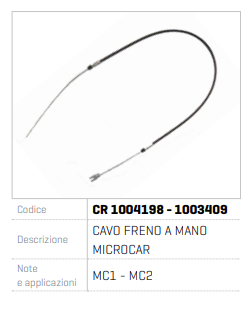 CABLU FRANA DE MANA MICROCAR MC2 CR 1004198- 1003409