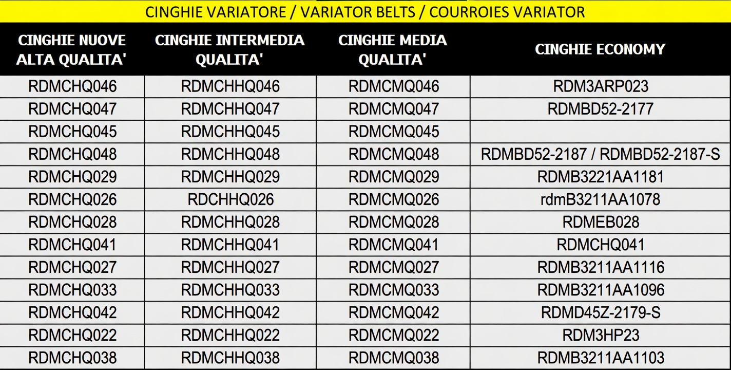 HH QUALITY VARIATOR BELT - MICROCAR MGO M8 1008196 - CASALINI KOHLER LOMBARDINI DCI F0191000744 F0191000742 - BD52183-S aftermarket