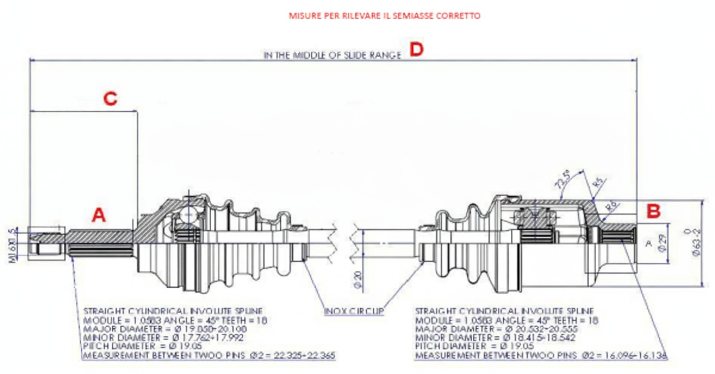 DRIVE SHAFT - CHATENET CH26 ADAPTABLE 01.26.14 - LENGTH 653(80) aftermarket