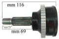 CV JOINT WHEEL SIDE - AIXAM - HUB 69 mm - TEETH 47,5 mm - WHEEL 42 TEETH aftermarket