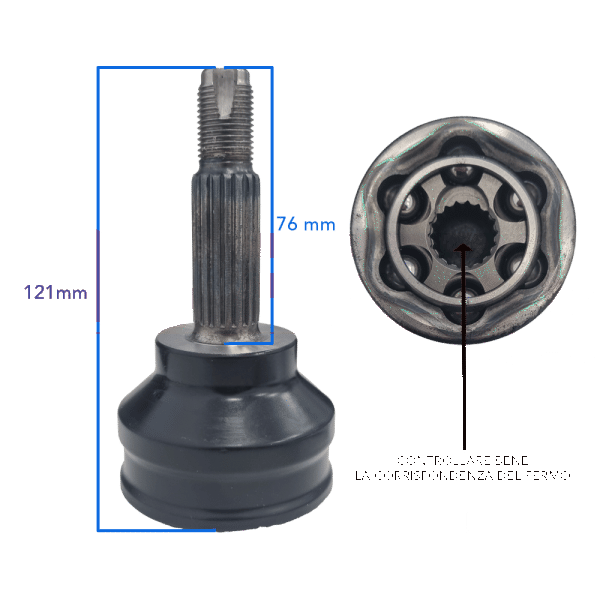 CV JOINT WHEEL SIDE - LIGIER/MICROCAR - HUB 74 mm - TEETH 48,2 mm aftermarket